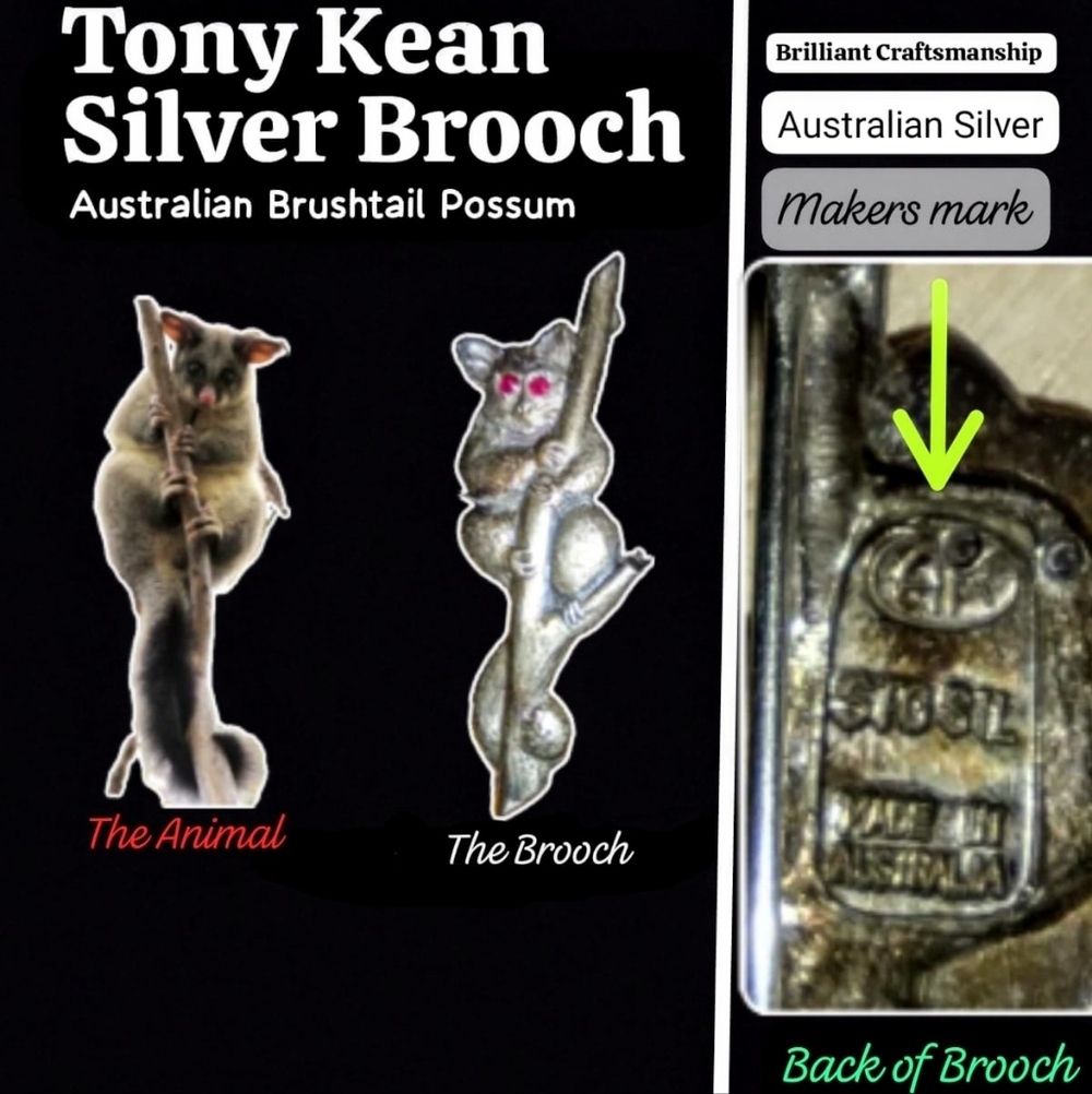 Australian Silver Brooch Tony Kean Brushtail Possum Sterling Silver Vintage